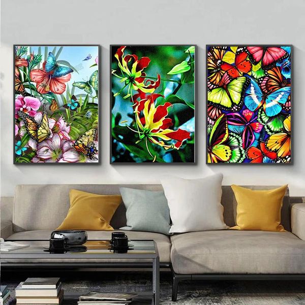 

gatyztory 3pc butterfly animal colour flower painting by numbers kits picture by number hand made home decor artwork