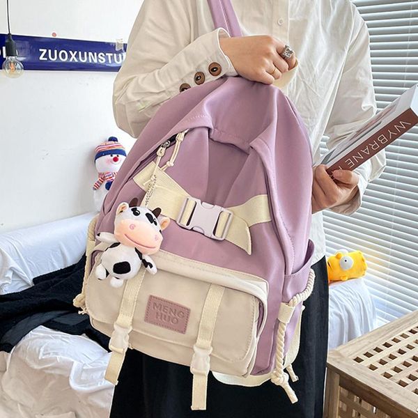 

joypessie fashion women canvas backpack kawaii bookbag for teenager girl schoolbag cute college bags mochila female
