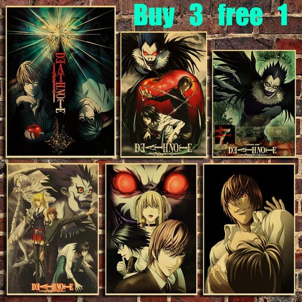 

paintings classic animation series death note retro kraft paper poster coffee shop office bar home art wall sticker decoration
