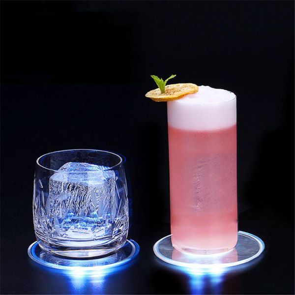 

5pcs acrylic crystal luminous cup mat led light cocktail flash bar bartender lighting base lamp
