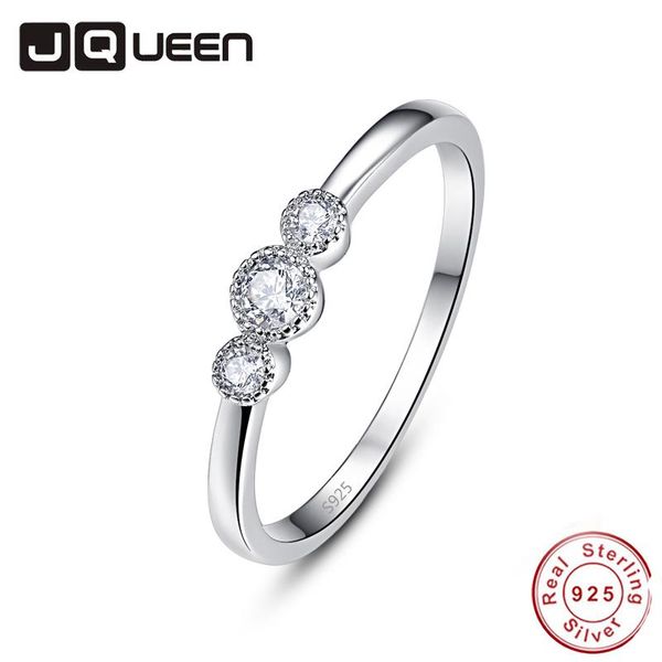 Anéis de casamento JQueen simplesmente estilo zircônia cúbica para mulher menina moda prata cor banda pave 925 tamanho de anel esterlina 6-9