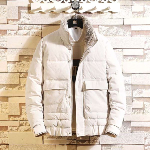 

2019 winter new men's clothing korean short down cotton jacket men's fur collar thickened jacket tooling cotton jacketwinter, Black