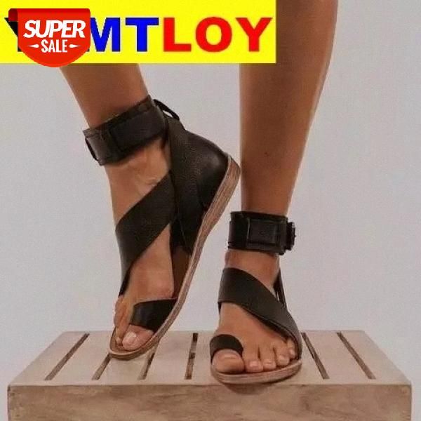 

women sandals summer beach sandals flats casual shoes woman open toe pu flat fashion sandalias 2020 35-43 #im00, Black