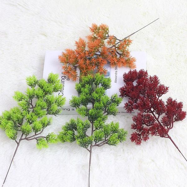 

decorative flowers & wreaths 33cm 29 forked thuja pine needles artificial simulation plant bunch home wedding deco flower arrangement pograp