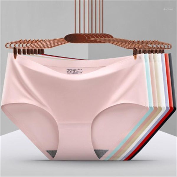 

solid colors middle waist underwear female new erotic lingerie casual comfortable briefs womens seamless ice silk panties fashion trend, Black;pink