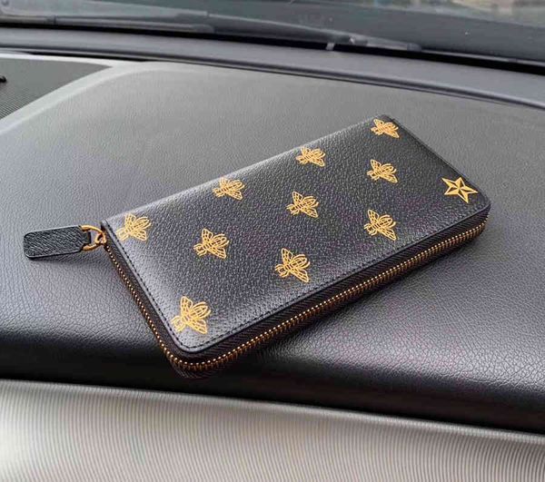

long wallet new high gold genuine men 2021 for leather quality bee print zipper dust brand with clutch box bag card wholsale pri iivkl