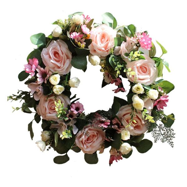 

decorative flowers & wreaths artificial floral wreath door romantic rose simulation garland for wedding party wall hanging decoration