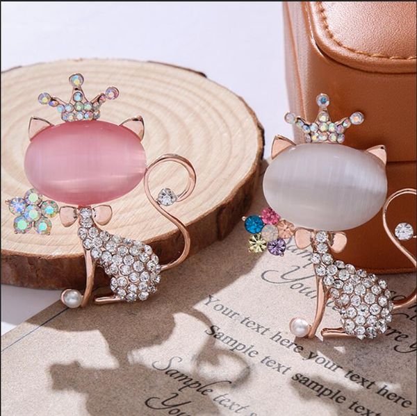 

high-end quality leopard print suit men&#39s and women&#39s jacket brooch rhinestone zircon alloy accessories meow sweater pin couple gift, Black