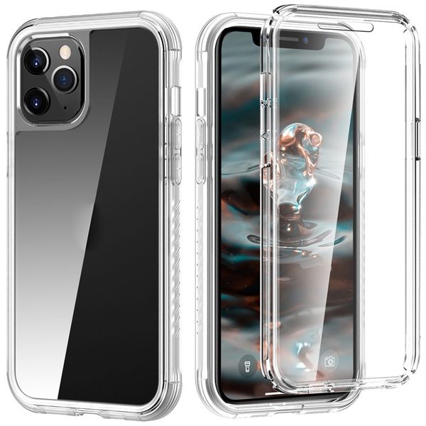 Для iPhone 12 Case Clear 360 Полное тело Сотовый Телефон Чехол Двойной слой Защитная крышка Встроенный экран Совместим с Samsung S21 Ultra