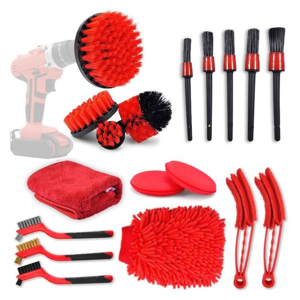 

car sponge 18 pieces of washing brush kit auto detailing set easy reach wheel and rim high efficiency cleaning tools