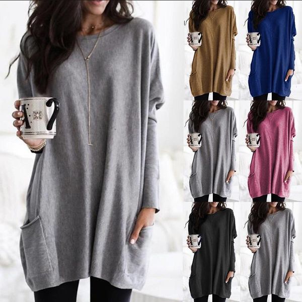 

solid elegant soft loose v neck cotton blend with pockets breathable casual mid length long sleeve autumn gift women shirt, White