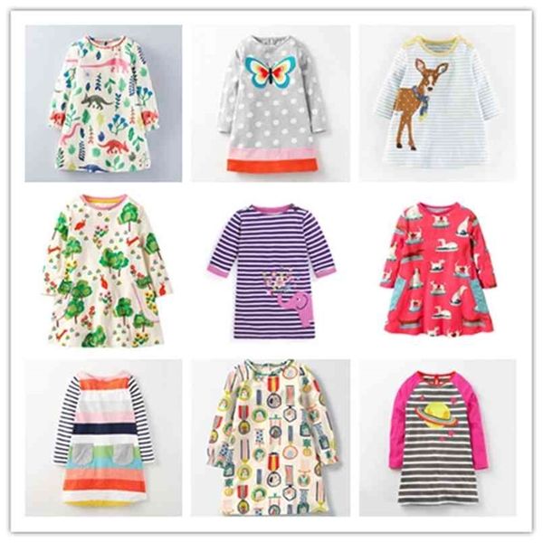 

girls dress with butterfly kids children cotton clothes princess es for baby girls long sleeve dresses 210622, Red;yellow