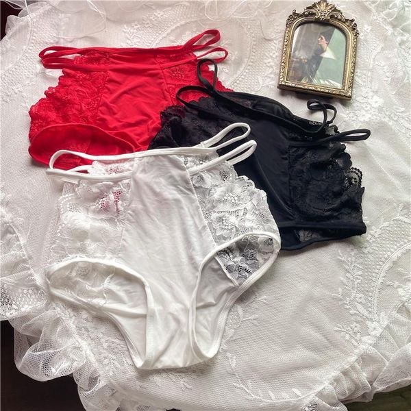 

women's panties style korean fashion hollow crochet flowers lace high-rise solid ins aesthetic clothes intimates boyshort, Black;pink