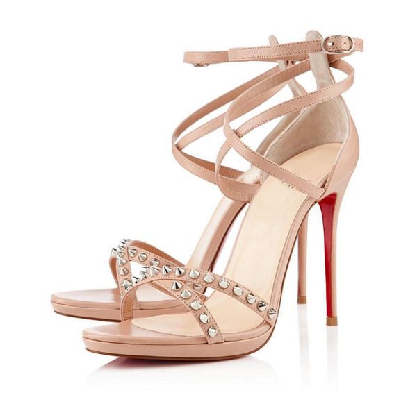 

perfect summer women sandals red bottom high heels ankle strap bridal wedding party ladies gladiator stiletto heels eu35-43, Black