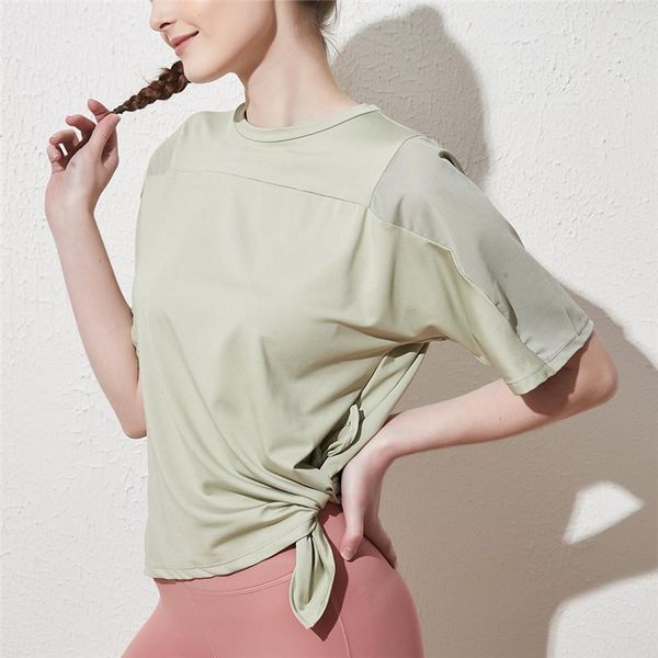 

yoga outfit women loose shirts fitness sports short sleeve workout tees mesh breathable quick dry soft gym t-shirts