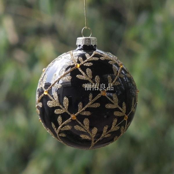 

party decoration 18pcs/pack diameter=6cm black globe christmas tree hanging ornaments silver plated craft glass pendant