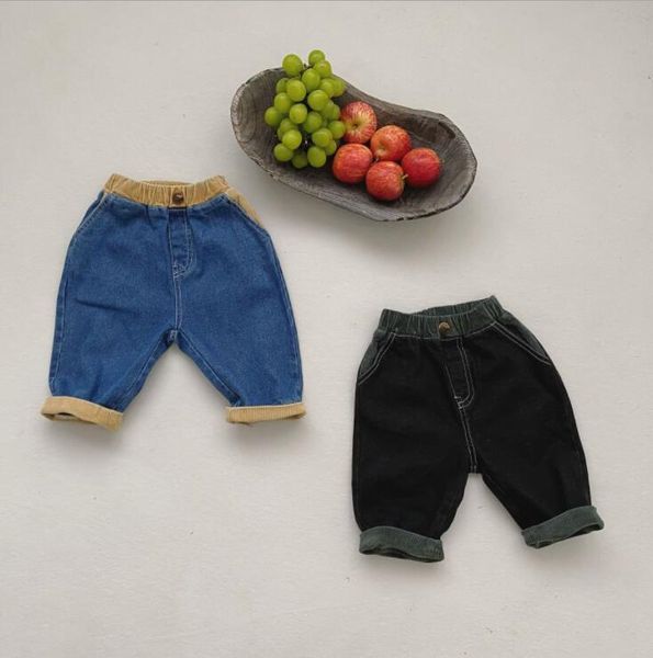 

trousers 2021 girls boys denim long pants autumn cototn linen soft kids, Blue