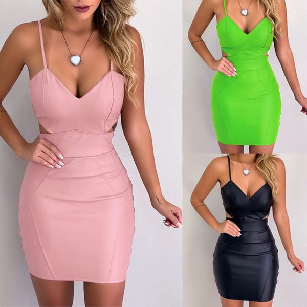 

spring summer v-neck sling low cut waist dress zc3253, Black;gray