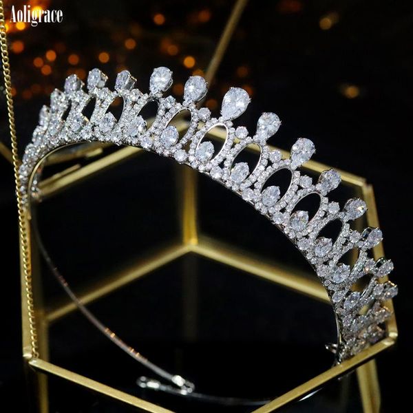 

hair clips & barrettes 2021 cz tiaras small wedding accessories cubic zirconia bride crowns birthday party headdress fashion queen headpiece, Golden;silver