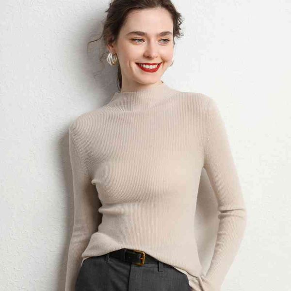 

women's two piece pants half-turtleneck fine cashmere sweater of the fall women pulled out a long sleeve thin, White
