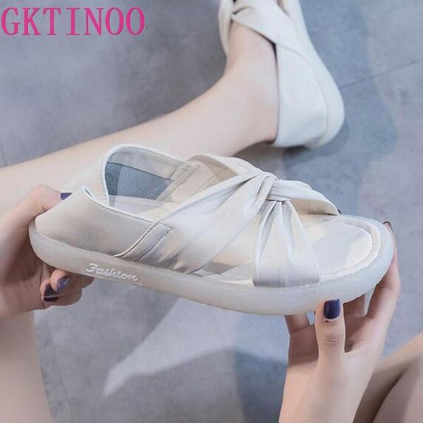 

sandals gktinoo fashion genuine leather women soft bottom ladies summer shoes casual female flip flop sandalia feminina, Black