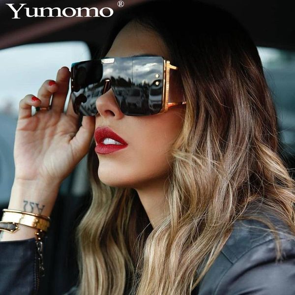

2021 square oversized one piece lens sunglasses women men retro brand design fashion shades vintage sun glasses uv400, White;black