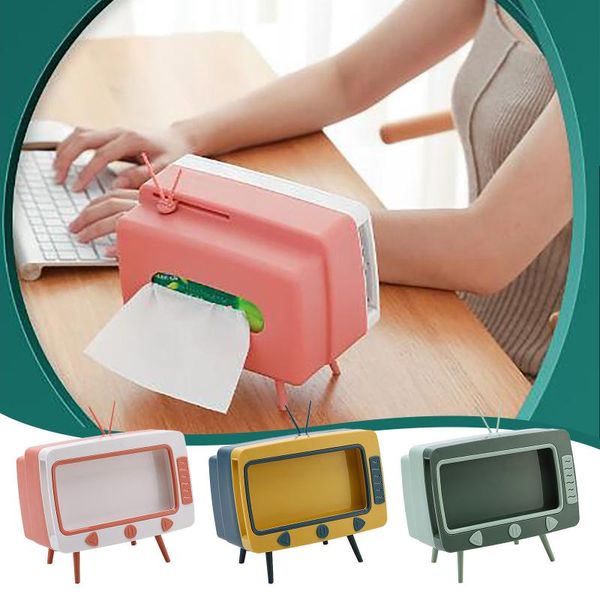 

tv tissue box mobile phone stand desktissue napkin container holder rack multifunctional dispenser box household