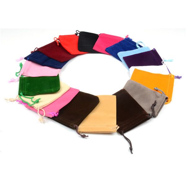 

100pcs 9x12cm velvet drawstring pouch bag jewelry bags christmas wedding gift bags pouches packaging fit for necklace bracelet accessories, Pink;blue