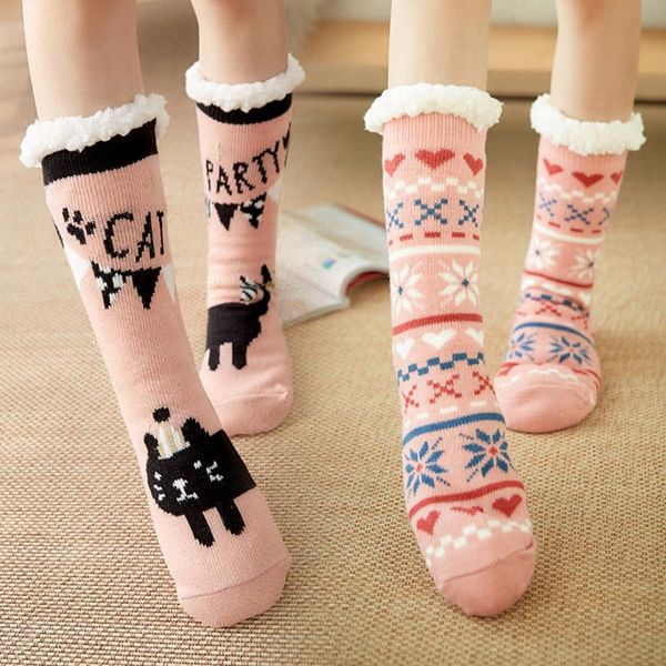 

sports socks fuzzy cute colorful warm plush soft slipper sock christmas sleep stocking for women girls, Black