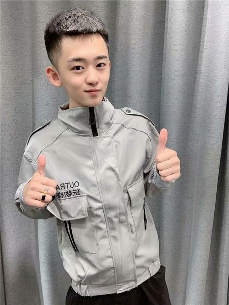 

2021 spring net red men's trend korean handsome spirit lad jacket, Black;brown