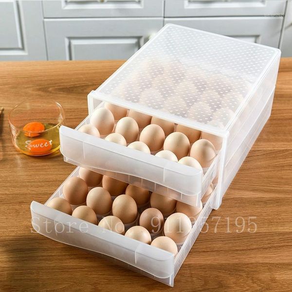 

storage bottles & jars household egg box drawer-type refrigerator plastic transparent dumpling double layer tray
