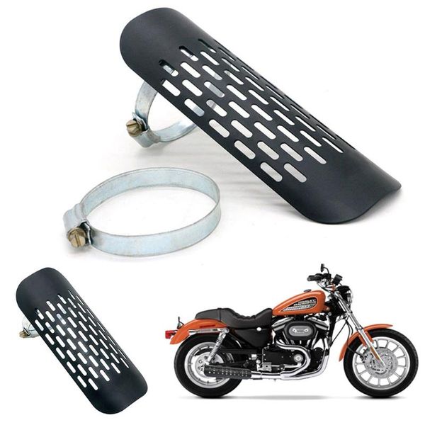 

motorcycle exhaust system universal chrome muffler pipe heat shield anti-scalding cover frame for chopper cruiser motorbike styling