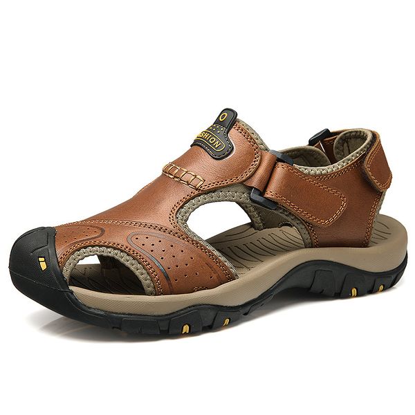 

men genuine leather divide beach roman sandals mark casual shoes summer shoeskm xm3f, Black