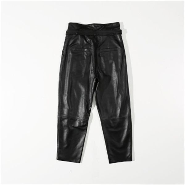 

2021 new female fashion genuine sheep leather pants c4 d8gg, Black;white