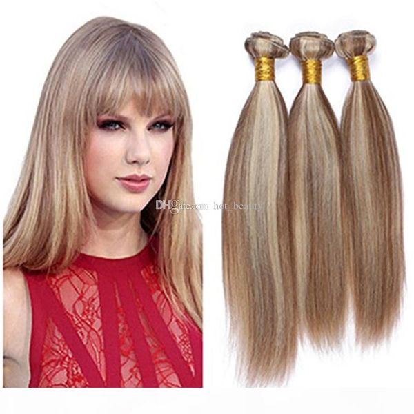 

piano color human hair weaves blonde mixed virgin malaysian hair extensions 3 bundles deals brown and blonde straight bundles, Black