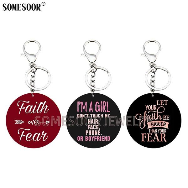 

keychains somesoor faith over fear let your be bigger than wood both sides printing key chains bag pendant, Silver