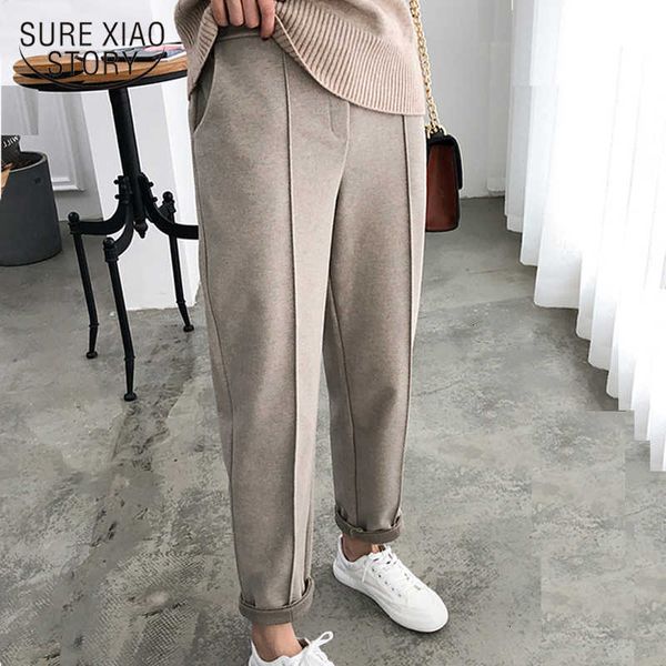 

warm pants women pencil pants 2021 autumn winter plus size thicken ol style wool female pants loose lady trousers capris 6648 50 cx200807, Black;white