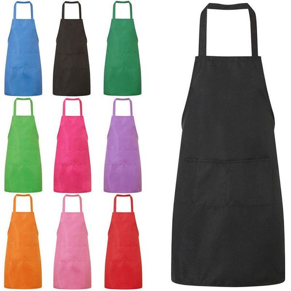 

pure color cooking kitchen apron for woman men chef waiter cafe shop bbq hairdresser aprons custom gift bibs wholesale household
