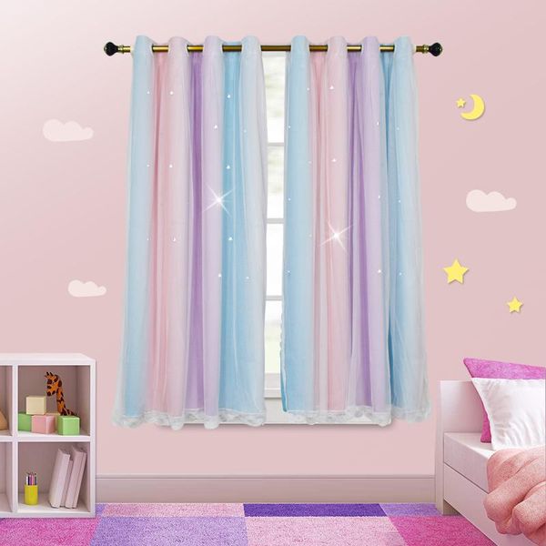 

fashion curtain with tulle decorative star curtains/draperies living room bedroom kids room curtain/drapery for girls