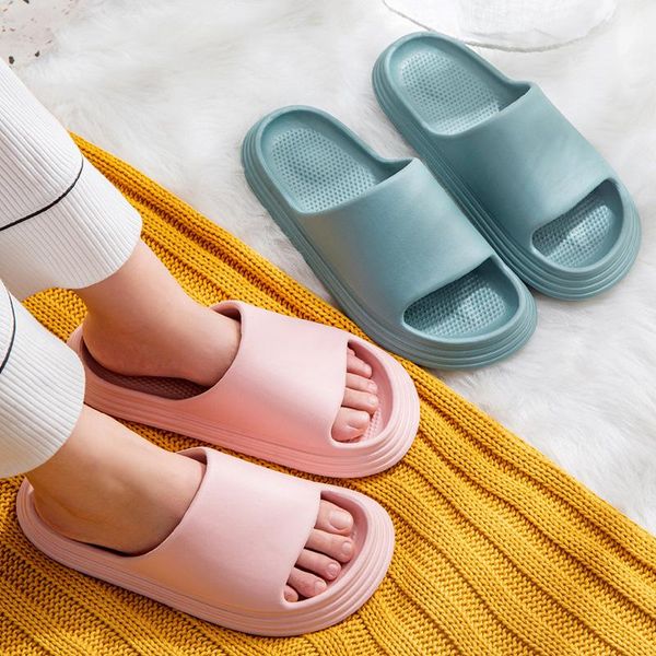 

slippers eva female summer flip flops thick-soled slides men's non-smelly soft soles sandals wholesale antibacterial shoes, Black