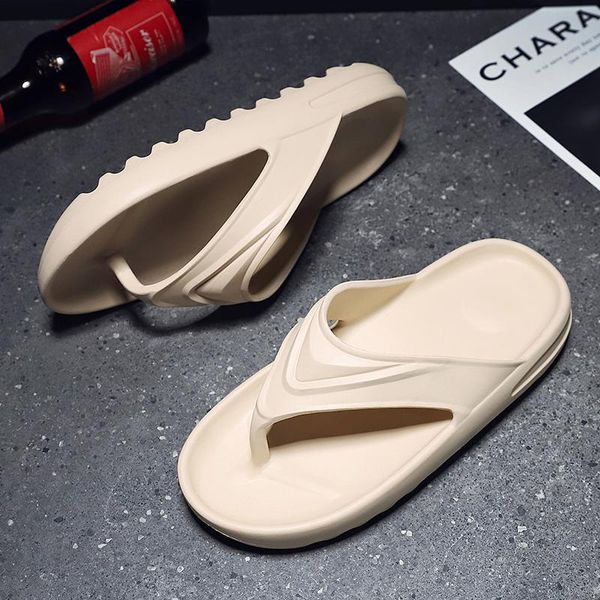

slippers summer flip-flops men fashion soft household light outdoor leisure beach shoes comfortable wear clip feet 2021 39-4, Black