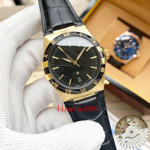 

gentleman watch fashion sapphire mirror watches for businessmen wristwatch leather classic design-watch 40mm, Slivery;brown