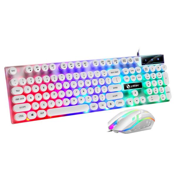 

keyboards white hanical keyboard 104 keys balit gaming for computer pc gamer rgb led wired and mouse set