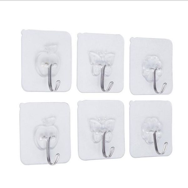 

hooks & rails wall waterproof oilproof self adhesive transparent reusable seamless hanging hook for kitchen bathroom office