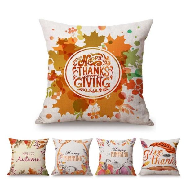 

cushion/decorative pillow thanksgiving decorative letter print cushion cover autumn fall harvest floral leaves wreath cotton linen sofa thro