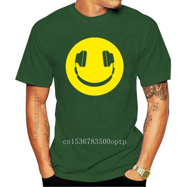 

men's t-shirts yellow headphone smiling t-shirt dj party dance rave fashion gift birthday funny, White;black