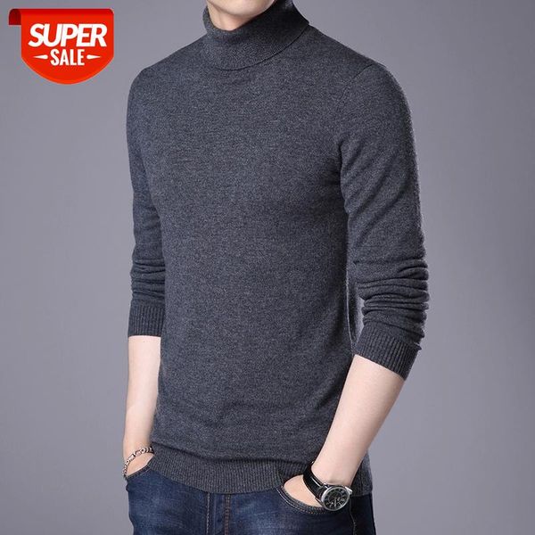 

2020 turtleneck sweater men slim sweater knitwear casual pullovers male solid color turtelneck fashion mens clothing #bk6g, White;black