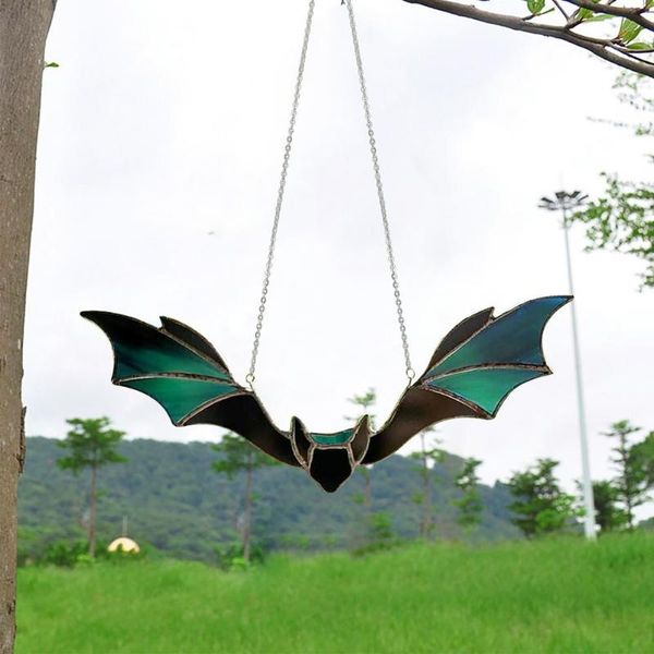 

decorative objects & figurines novelty halloween decoration green stained acrylic bat window hanging ornaments terror props party bar room
