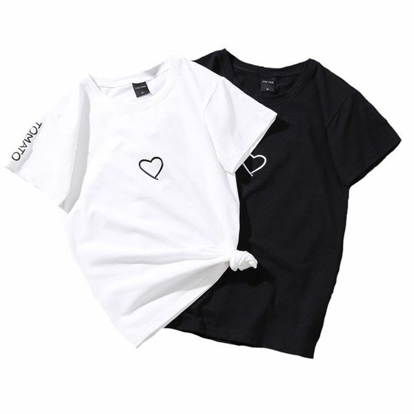 

women's t-shirt 2021 summer for women casual white black tshirt t shirt love heart print tees