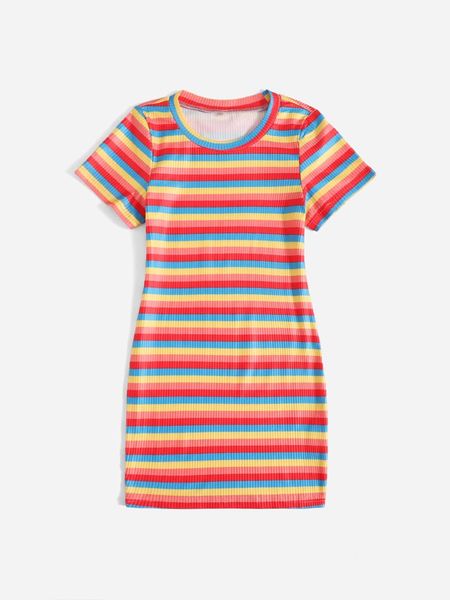 

toddler girls 1pc block striped dress she, Red;yellow